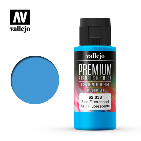 Vallejo Premium Airbrush Color Fluo Blue 60ml  #VAL62.038