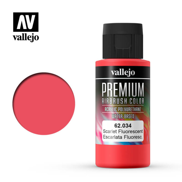 Vallejo Premium Airbrush Color Fluo Scarlet 60ml VAL62.034