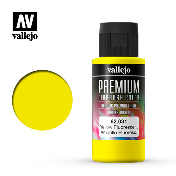 Vallejo Premium Airbrush Color Fluo Yellow 60ml  #VAL62.031