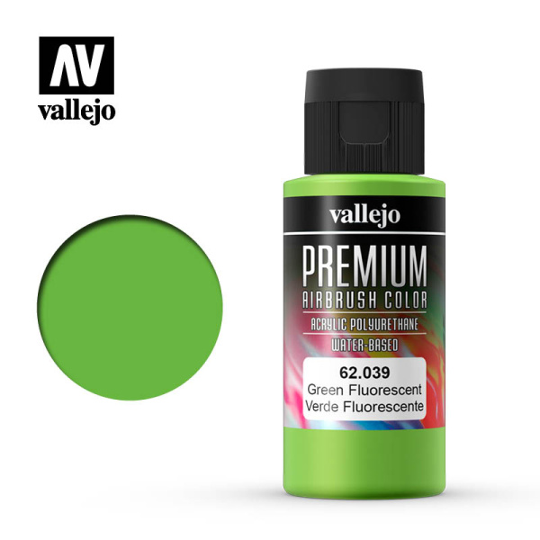 Vallejo Premium Airbrush Color Fluo Green  60ml  #VAL62.039