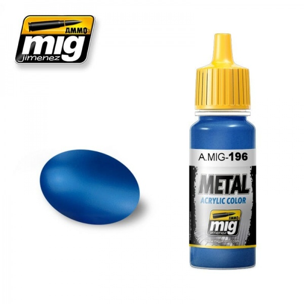 AMMO MIG Metal Acrylic Color  #0196 Warhead Met. Blue 17ml  MIG-0196