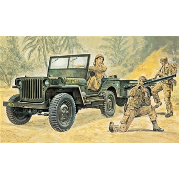 Italeri 1:35 Willys MB Jeep whit Trailer     IT314