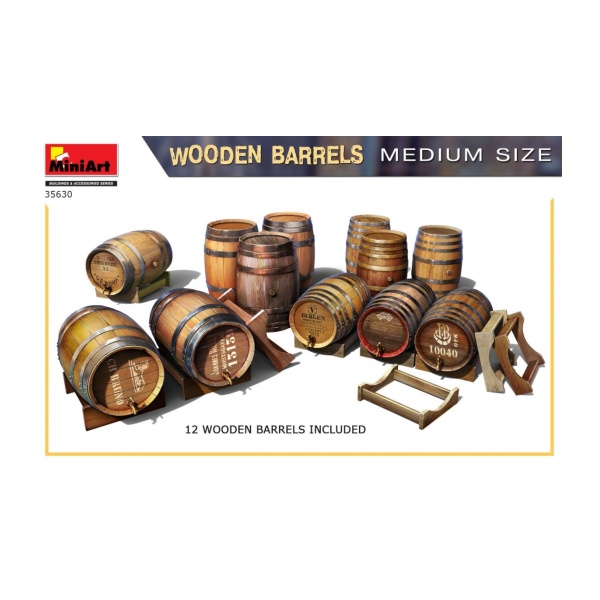 Miniart 1:35 Wooden Barrels  Medium Size     MA35630