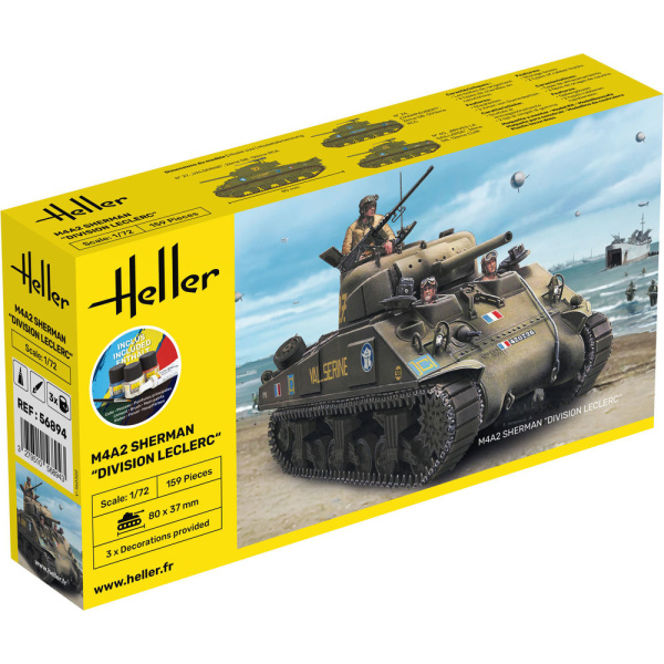 Heller 1:72 Starter Kit M4A2 Sherman "Division Leclerc "     H56894