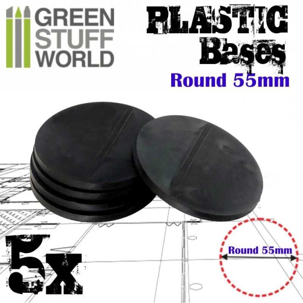 Green Stuff Plastic Bases - Round 55 mm BLACK     GSW9825