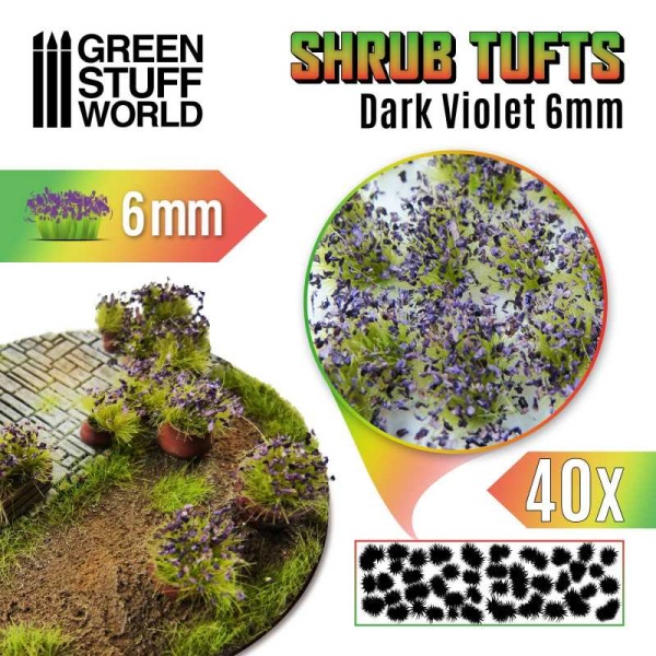 Green Stuff Shrubs TUFTS - 6mm self-adhesive - DARK VIOLET     GSW10743