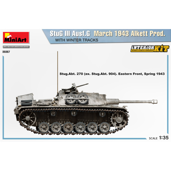 MiniArt 1:35 StuG III Ausf. G March 1943 AlKett Prod. Whit Winter Tracks     MA35367 - Afbeelding 3