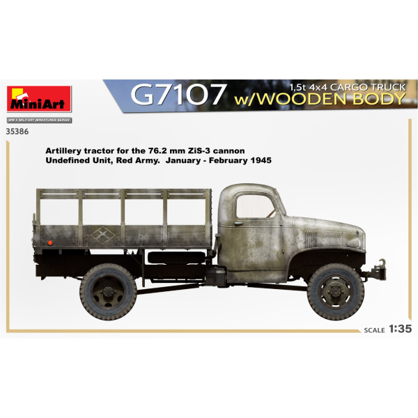 MiniArt 1:35 G7107 1,5t 4x4 Cargo Truck w/ Wooden Body     MA35386 - Afbeelding 3