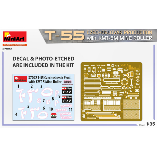 MIniArt 1:35 T-55 Czechoslovak Production whit KMT-5M Mine Roller     MA37092 - Afbeelding 2
