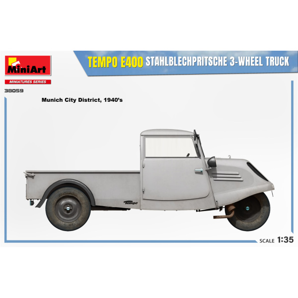 MiniArt 1:35 Tempo E400 Stahlblechpritsche 3-Wheel Truck     MA38059 - Afbeelding 2