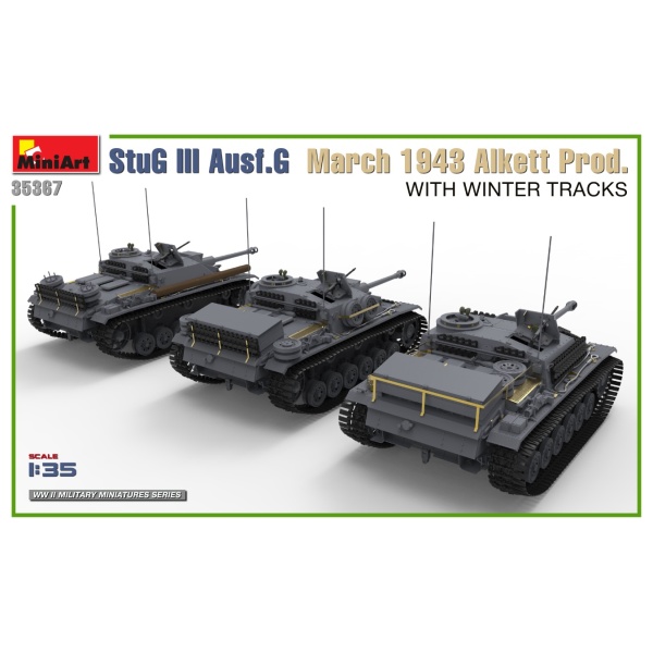 MiniArt 1:35 StuG III Ausf. G March 1943 AlKett Prod. Whit Winter Tracks     MA35367 - Afbeelding 4