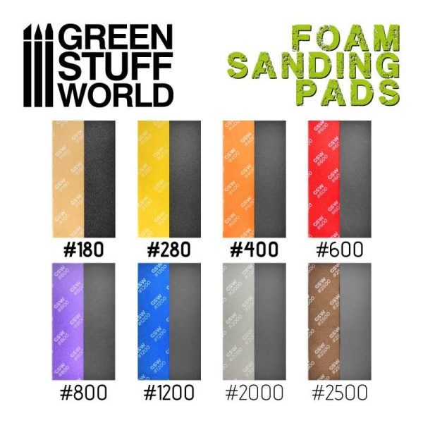 Green Stuff Foam Sanding Pads 1200 grit  ( pack 10x )  #GSW10773 - Afbeelding 2