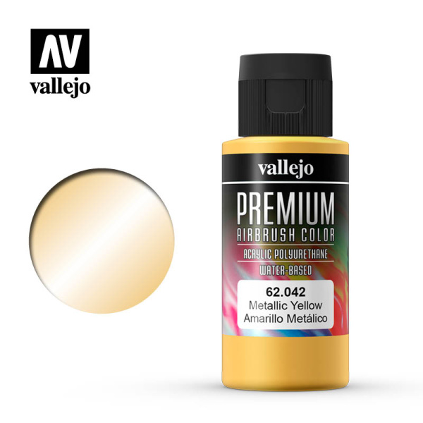 Vallejo Premium Airbrush Color Metallic Yellow  60ml  #62.042