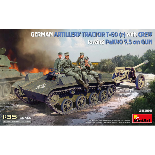 MiniArt 1:35 German Artillery Tractor T-60 (r) & Crew Towing Pak40 Gun    MA35395