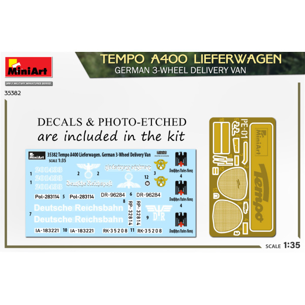 MiniArt 1:35 Tempo A400 Lieferwagen. German 3-Wheel Delivery Van     MA35382 - Afbeelding 2