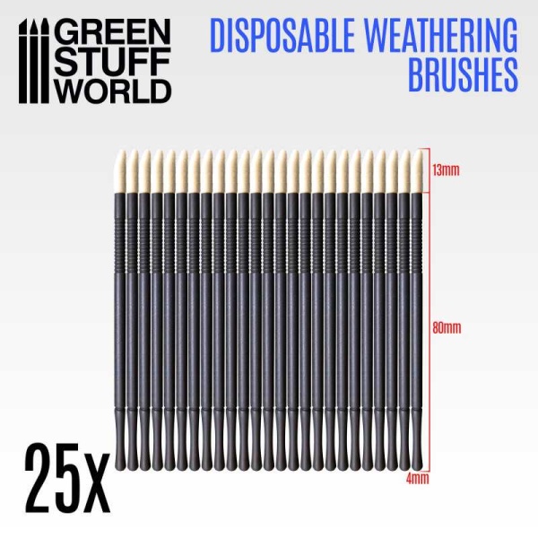 Green Stuff 25x Disposable Weathering Brushes     GSW2420 - Afbeelding 2