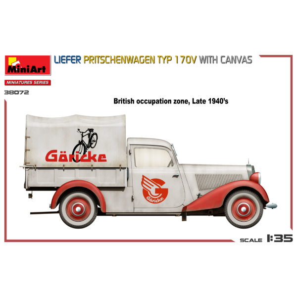 MiniArt 1:35 Liefer Pritschenwagen Typ 170V whit Canvas     MA38072 - Afbeelding 5