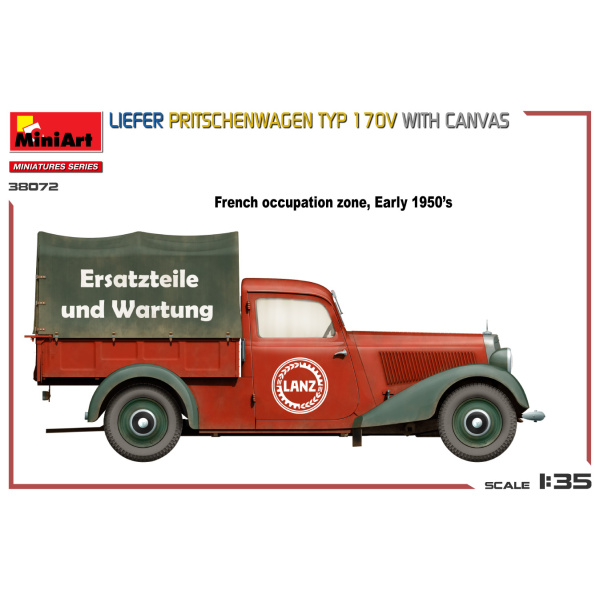 MiniArt 1:35 Liefer Pritschenwagen Typ 170V whit Canvas     MA38072 - Afbeelding 3