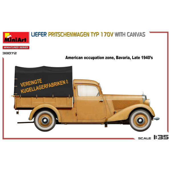 MiniArt 1:35 Liefer Pritschenwagen Typ 170V whit Canvas     MA38072 - Afbeelding 2