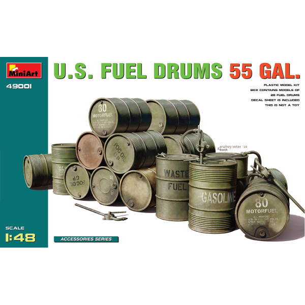 MiniArt 1:48 U.S. Fuel Drums 55 GAL.     MA49001