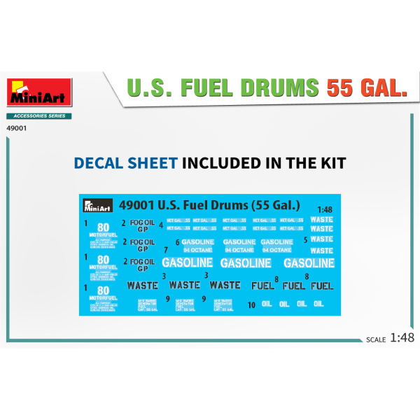 MiniArt 1:48 U.S. Fuel Drums 55 GAL.     MA49001 - Afbeelding 3