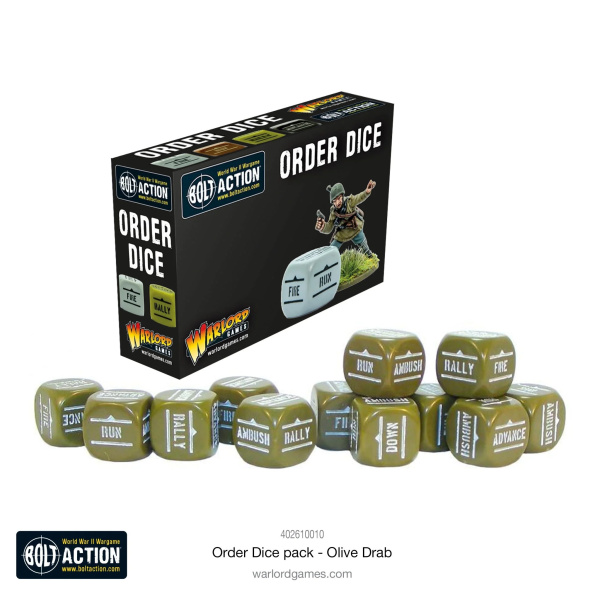 Bolt Action Order Dice Pack -Olive Drab (12)    402616010