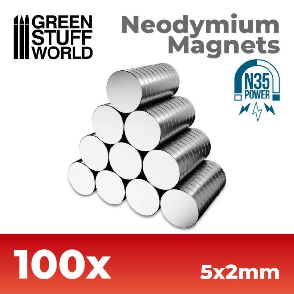 Green Stuff N35 Neodymium Magnets 5x2mm  100 stuks     GSW9063