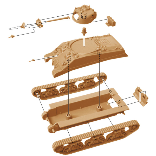 Italeri 1:72 M4A2 Sherman III Fast Assembly ( bevat 2 modellen ) IT7511 - Afbeelding 3