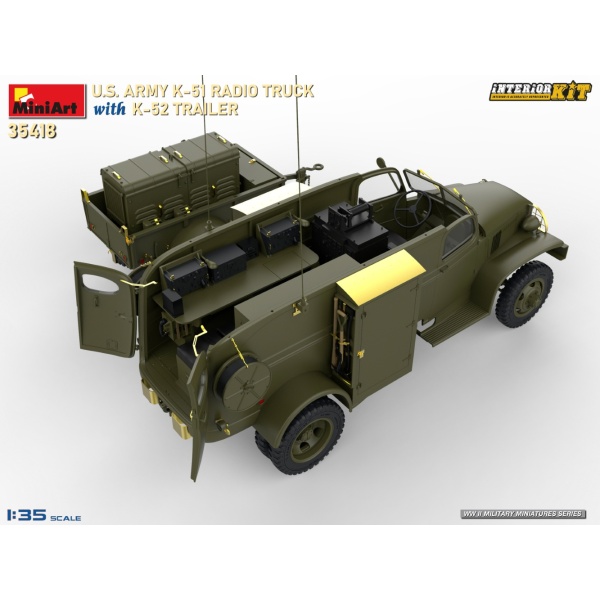 MiniArt 1:35 U.S. Army K-51 Radio Truck whit K-52 Trailer  Interior Kit     MA35418 - Afbeelding 9