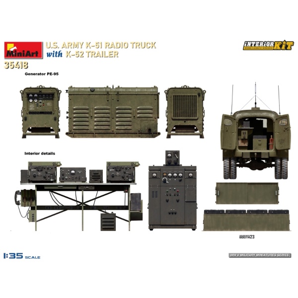 MiniArt 1:35 U.S. Army K-51 Radio Truck whit K-52 Trailer  Interior Kit     MA35418 - Afbeelding 5