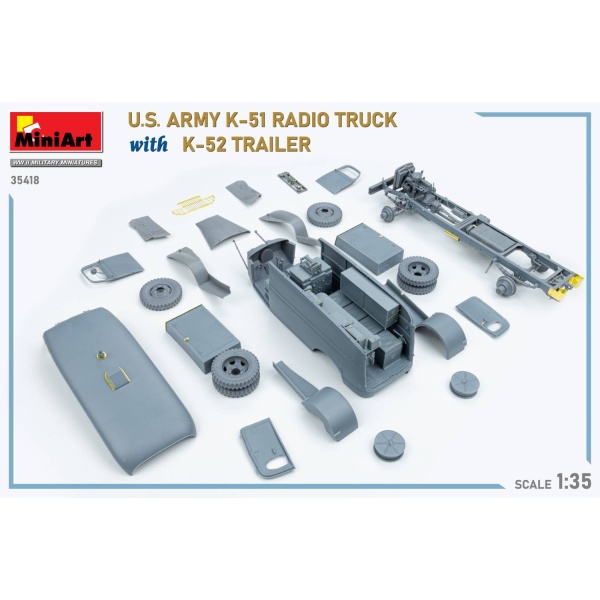 MiniArt 1:35 U.S. Army K-51 Radio Truck whit K-52 Trailer  Interior Kit     MA35418 - Afbeelding 4