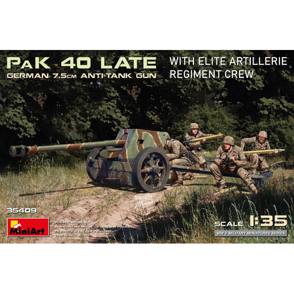 MiniArt 1:35 German 7.5cm Anti-Tank Gun PaK 40 Late w/ Crew     MA35409