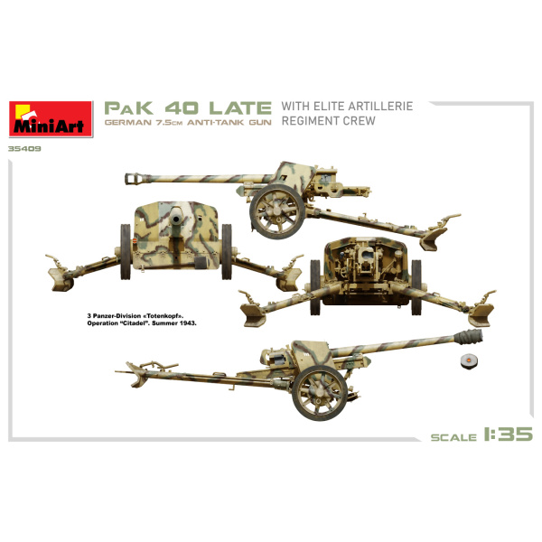 MiniArt 1:35 German 7.5cm Anti-Tank Gun PaK 40 Late w/ Crew     MA35409 - Afbeelding 4