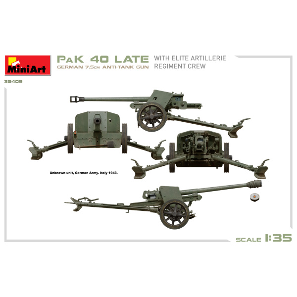 MiniArt 1:35 German 7.5cm Anti-Tank Gun PaK 40 Late w/ Crew     MA35409 - Afbeelding 2