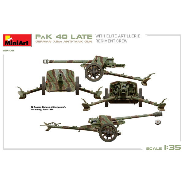 MiniArt 1:35 German 7.5cm Anti-Tank Gun PaK 40 Late w/ Crew     MA35409 - Afbeelding 5