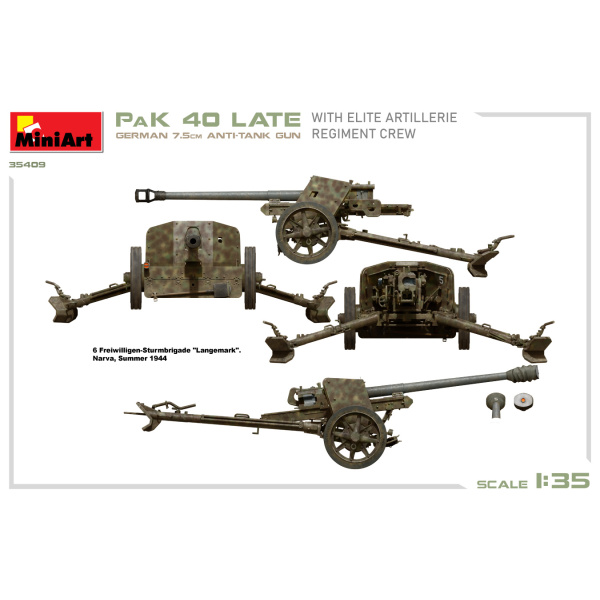 MiniArt 1:35 German 7.5cm Anti-Tank Gun PaK 40 Late w/ Crew     MA35409 - Afbeelding 3