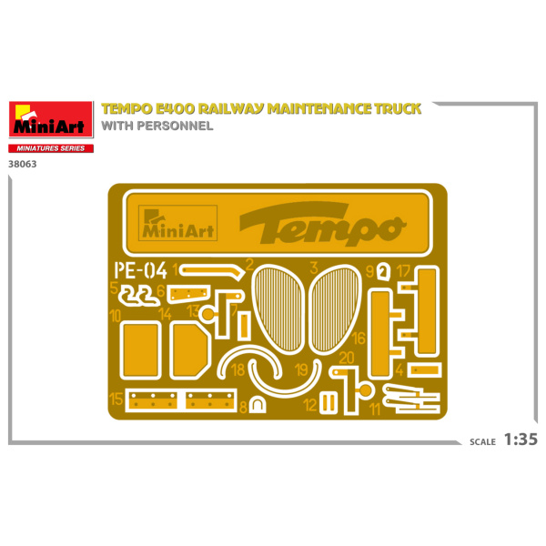 MiniArt 1:35 Tempo E400 Railway Maintenance Truck whit personnel     MA38063 - Afbeelding 6