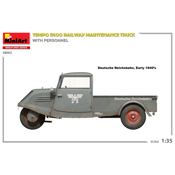 MiniArt 1:35 Tempo E400 Railway Maintenance Truck whit personnel     MA38063 - Afbeelding 3