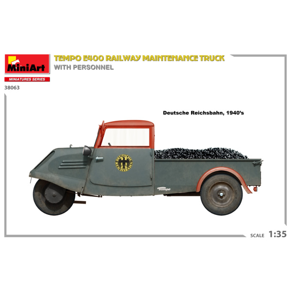 MiniArt 1:35 Tempo E400 Railway Maintenance Truck whit personnel     MA38063 - Afbeelding 5