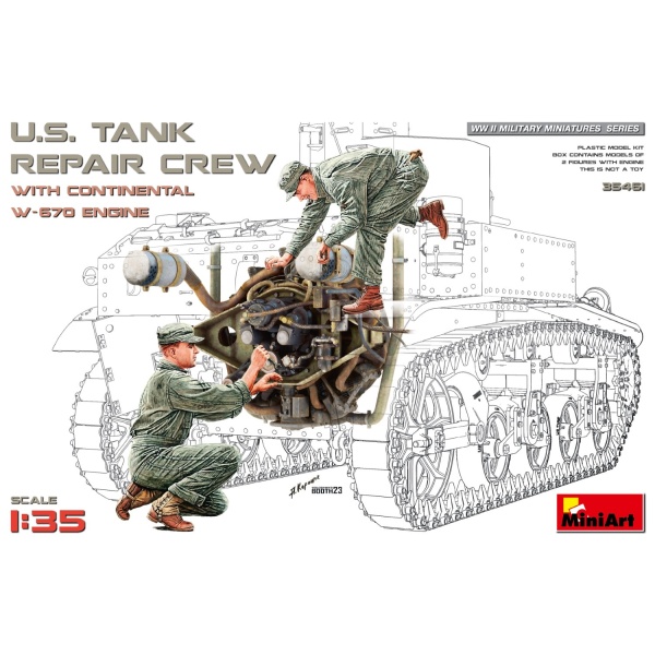 MiniArt 1:35 U.S. Tank Repair Crew whit Continental W-570 Engine     MA36461