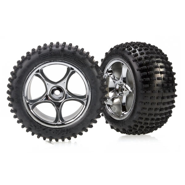 Traxxas Tires & Wheels , assembled ( Tracer 2.2 chrome wheels) Bandit Rear TR2470R
