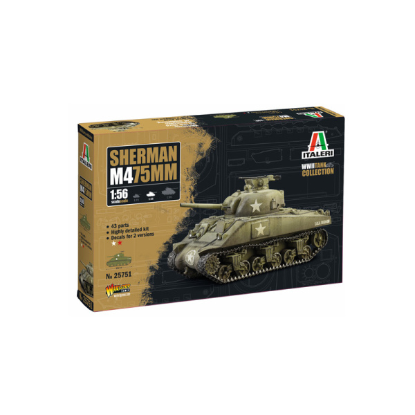 Italeri 1:56 Sherman M4 75mm     IT25751