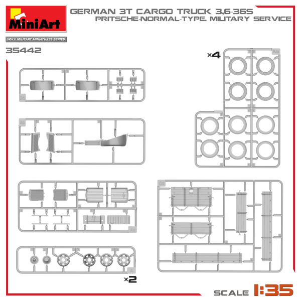 MiniArt 1:35 German 3t Cargo Truck 3,6-36S. Military Service     MA35442 - Afbeelding 2