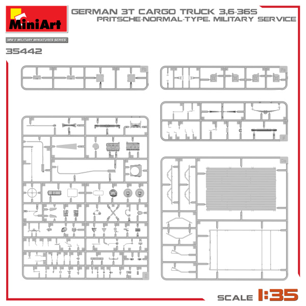 MiniArt 1:35 German 3t Cargo Truck 3,6-36S. Military Service     MA35442 - Afbeelding 4