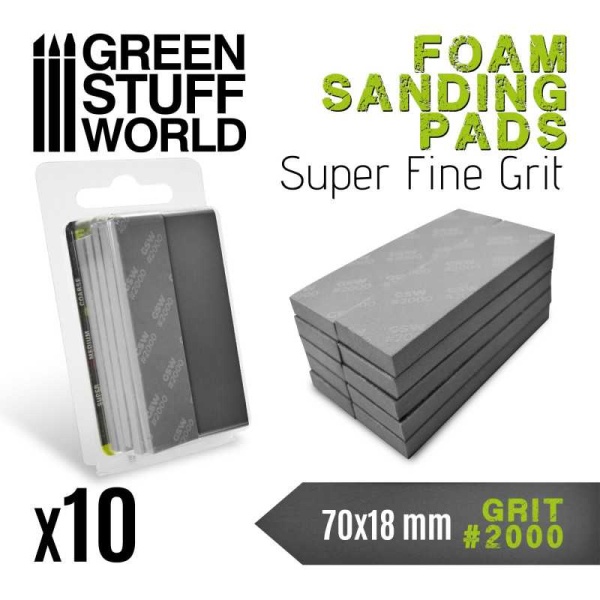 Green Stuff Foam Sanding Pads 2000 grit  ( pack 10x )  #GSW10774