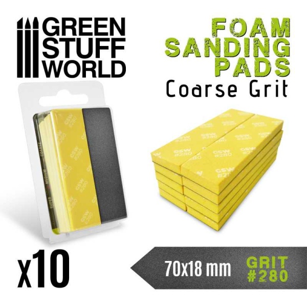 Green Stuff Foam Sanding Pads 280 grit  ( pack 10x )  #GSW10769