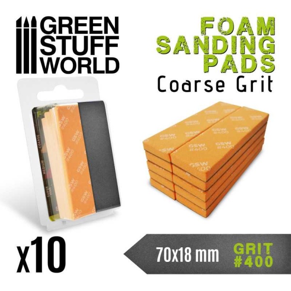 Green Stuff Foam Sanding Pads 400 grit  ( pack 10x )  #GSW10770