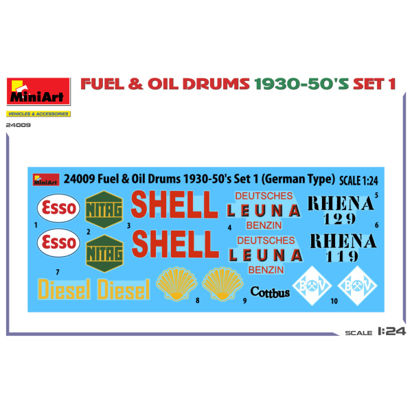 MiniArt 1:24 Fuel & Oil Drums 1930-50 Set 1 German Type  MA24009 - Afbeelding 4