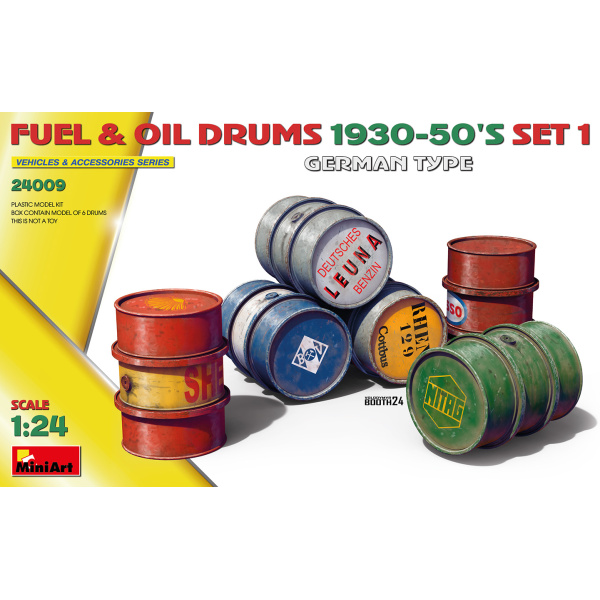 MiniArt 1:24 Fuel & Oil Drums 1930-50 Set 1 German Type  MA24009