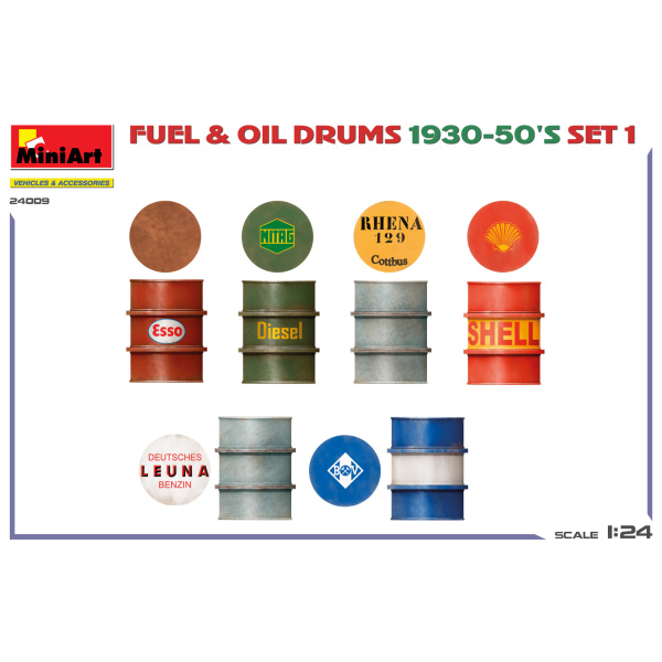 MiniArt 1:24 Fuel & Oil Drums 1930-50 Set 1 German Type  MA24009 - Afbeelding 2